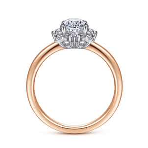 Clarise - Unique 14K White-Rose Gold Halo Diamond Engagement Ring