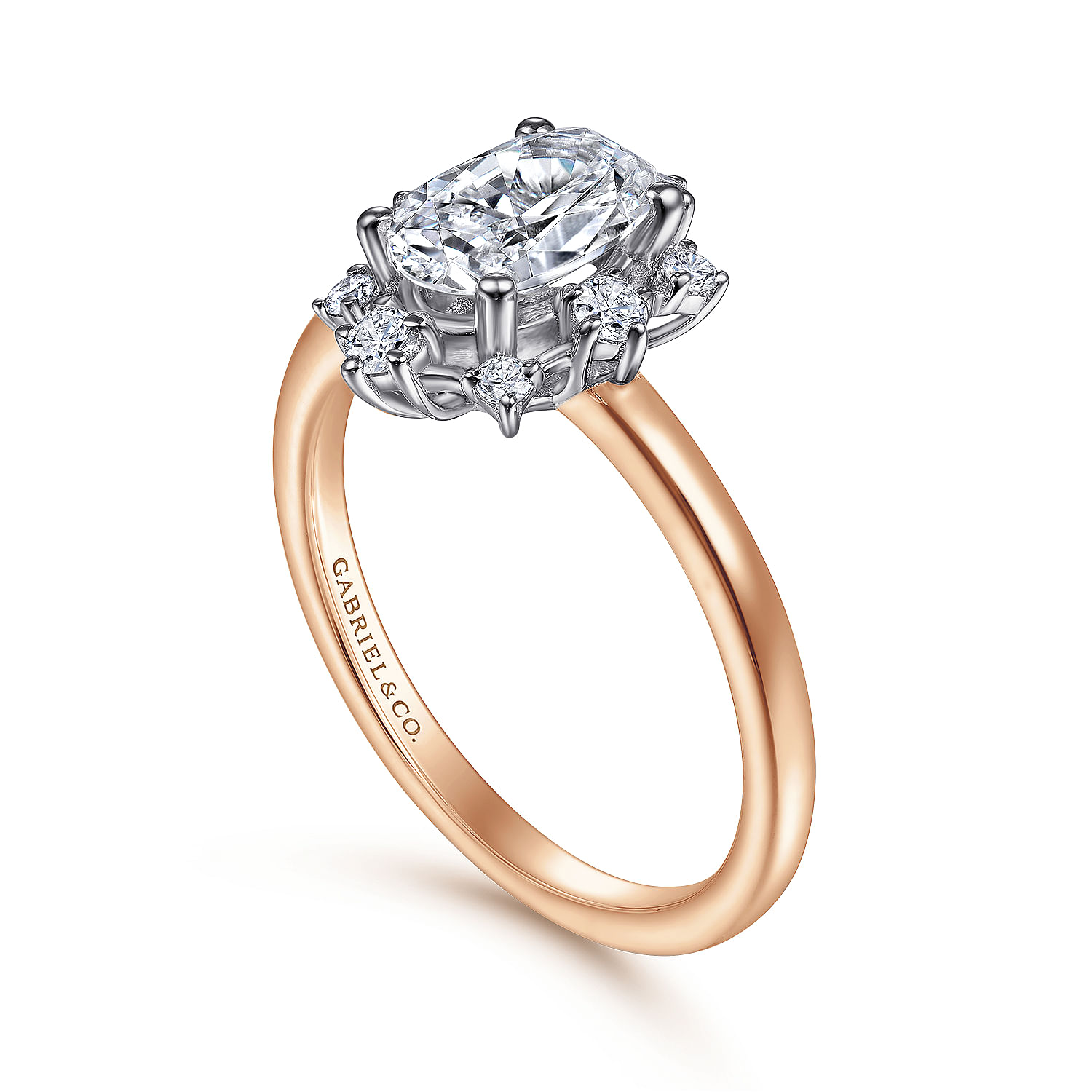 Clarise - Unique 14K White-Rose Gold Halo Diamond Engagement Ring