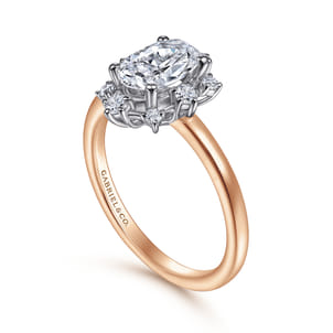 Clarise - Unique 14K White-Rose Gold Halo Diamond Engagement Ring