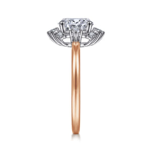 Clarise - Unique 14K White-Rose Gold Halo Diamond Engagement Ring