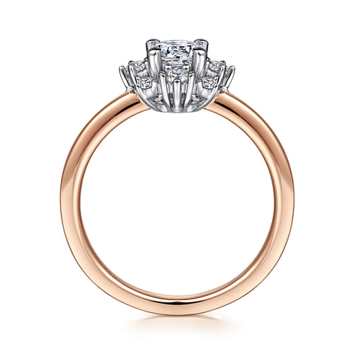 Clarise - Unique 14K White-Rose Gold Halo Diamond Engagement Ring - 0.19 ct - Shot 2