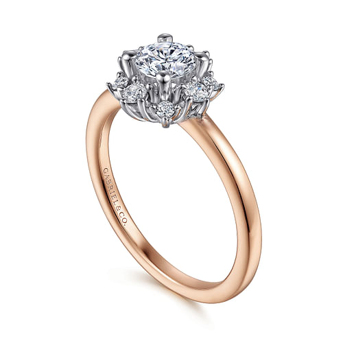 Clarise - Unique 14K White-Rose Gold Halo Diamond Engagement Ring - 0.19 ct - Shot 3
