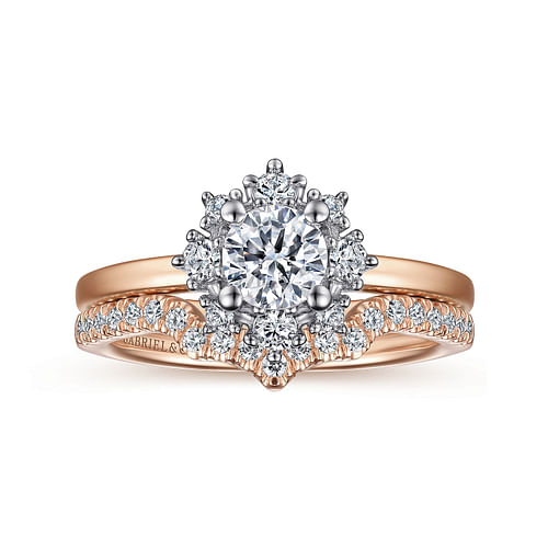 Clarise - Unique 14K White-Rose Gold Halo Diamond Engagement Ring - 0.19 ct - Shot 4