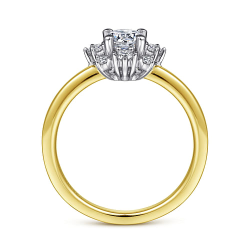 Clarise - Unique 14K White-Yellow Gold Halo Diamond Engagement Ring - 0.19 ct - Shot 2