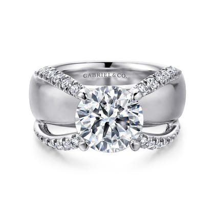 Clark - 14K White Gold Round Diamond Engagement Ring