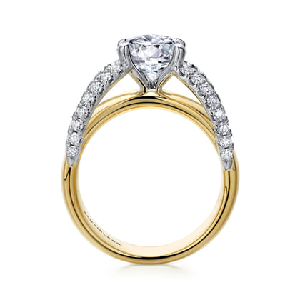 Clark - 14K White-Yellow Gold Round Diamond Engagement Ring