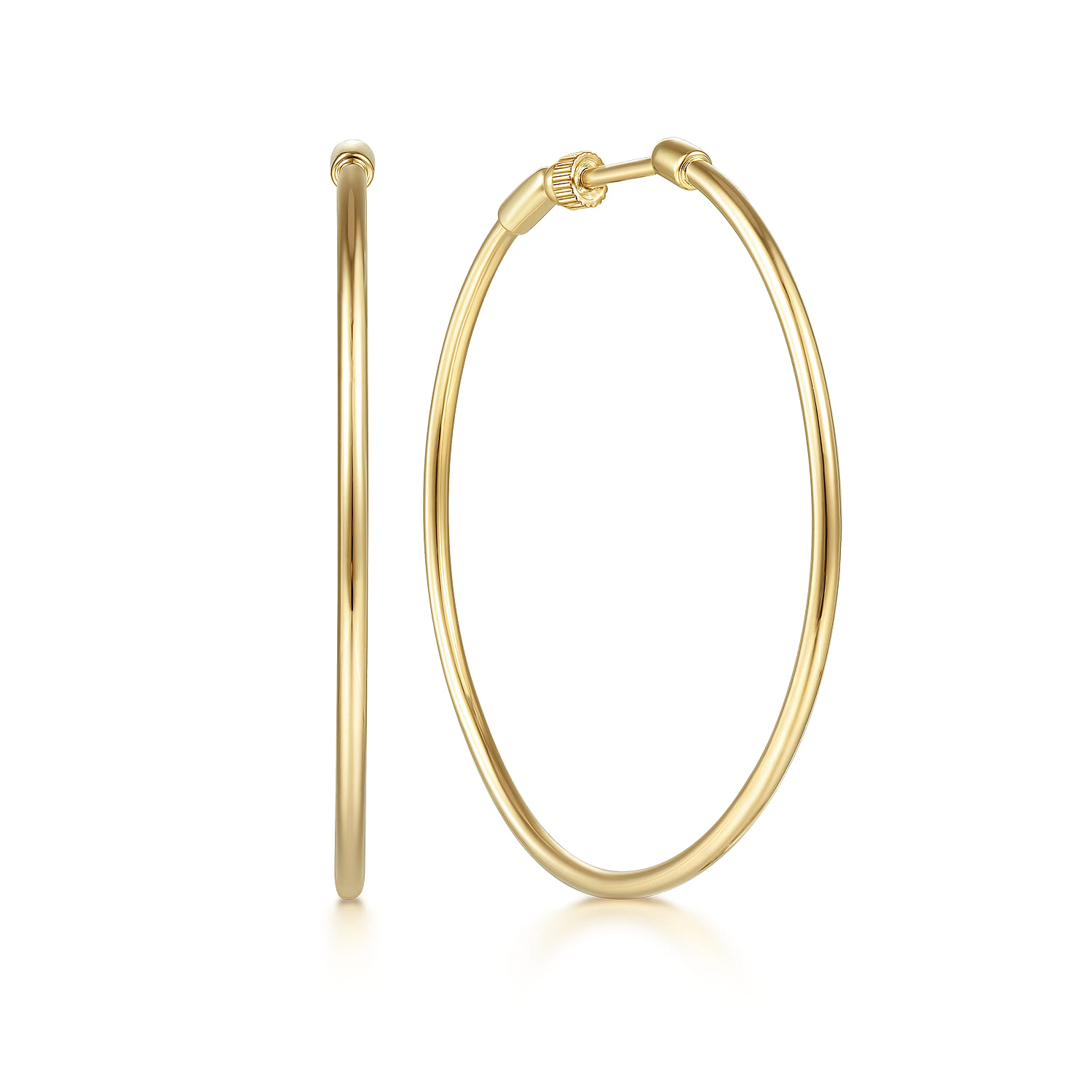 Classic Hoop Earrings 14K Yellow Gold 40mm - Shot 1
