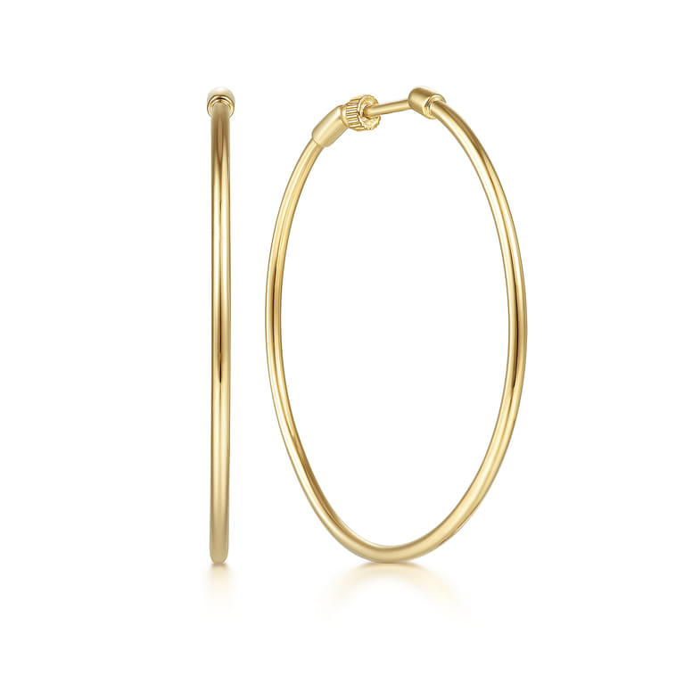 Classic Hoop Earrings 14K Yellow Gold 40mm - Shot 1