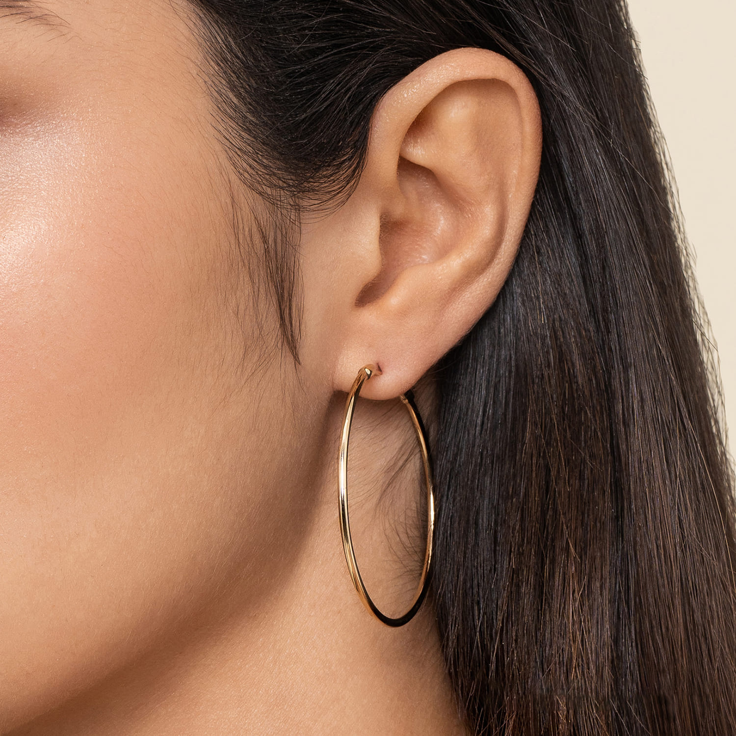 Classic Hoop Earrings 14K Yellow Gold 40mm - Shot 2
