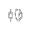 Classic Hoop Earrings Link 925 Sterling Silver White Sapphire