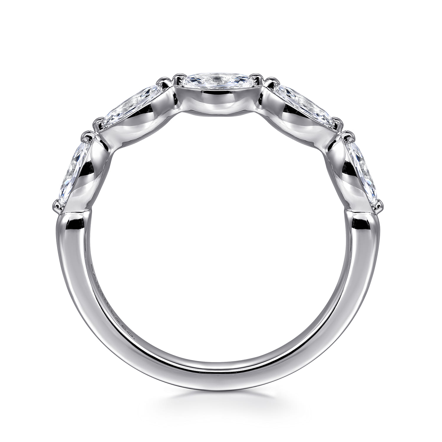 Fancy Wedding Ring in 14k White Gold with Marquise Natural Diamond at Gabriel & Co. - Shot 2