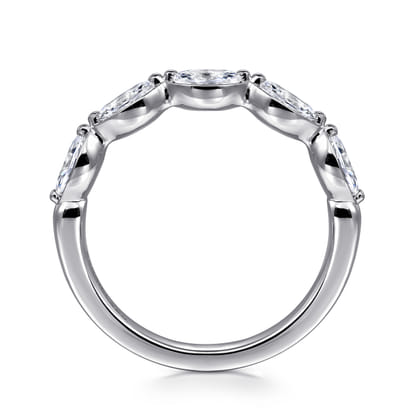 Claudette - 14K White Gold Bezel Set Marquise Diamond Anniversary Band