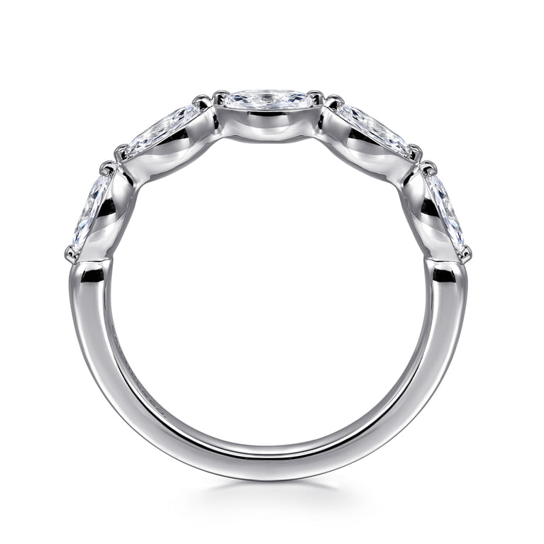 Fancy Wedding Ring in 14k White Gold with Marquise Natural Diamond at Gabriel & Co. - Shot 2