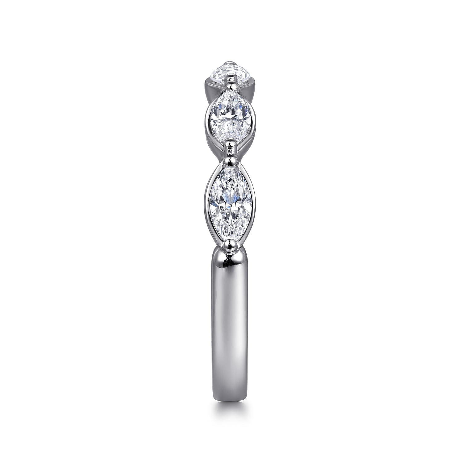 Fancy Wedding Ring in 14k White Gold with Marquise Natural Diamond at Gabriel & Co. - Shot 4