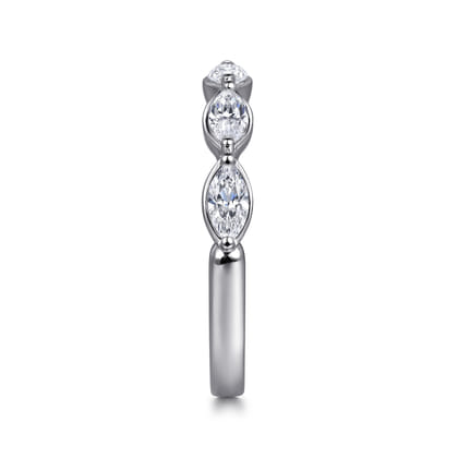Claudette - 14K White Gold Bezel Set Marquise Diamond Anniversary Band