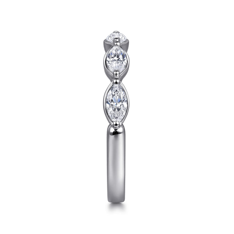 Fancy Wedding Ring in 14k White Gold with Marquise Natural Diamond at Gabriel & Co. - Shot 4