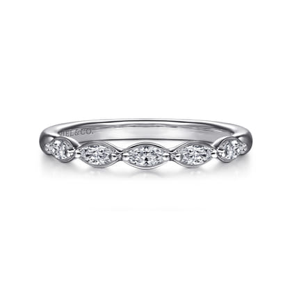 Claudette - 14K White Gold Marquise Diamond Anniversary Band