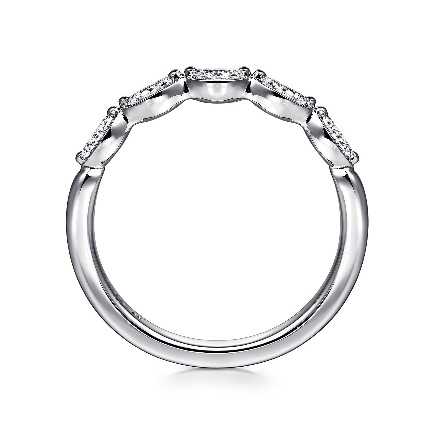 Straight Wedding Ring in 14k White Gold with Marquise Natural Diamond at Gabriel & Co. - Shot 2