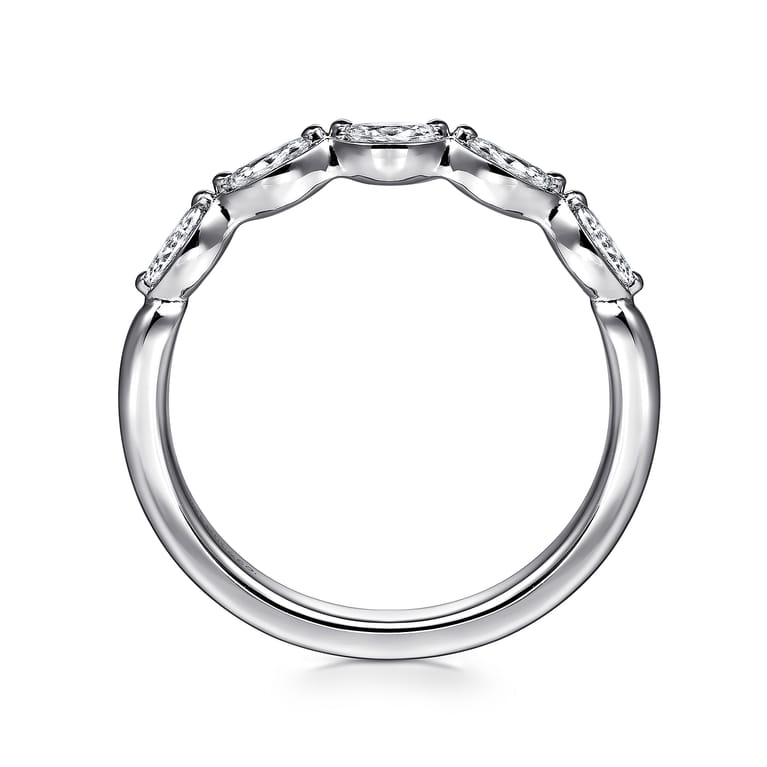 Straight Wedding Ring in 14k White Gold with Marquise Natural Diamond at Gabriel & Co. - Shot 2