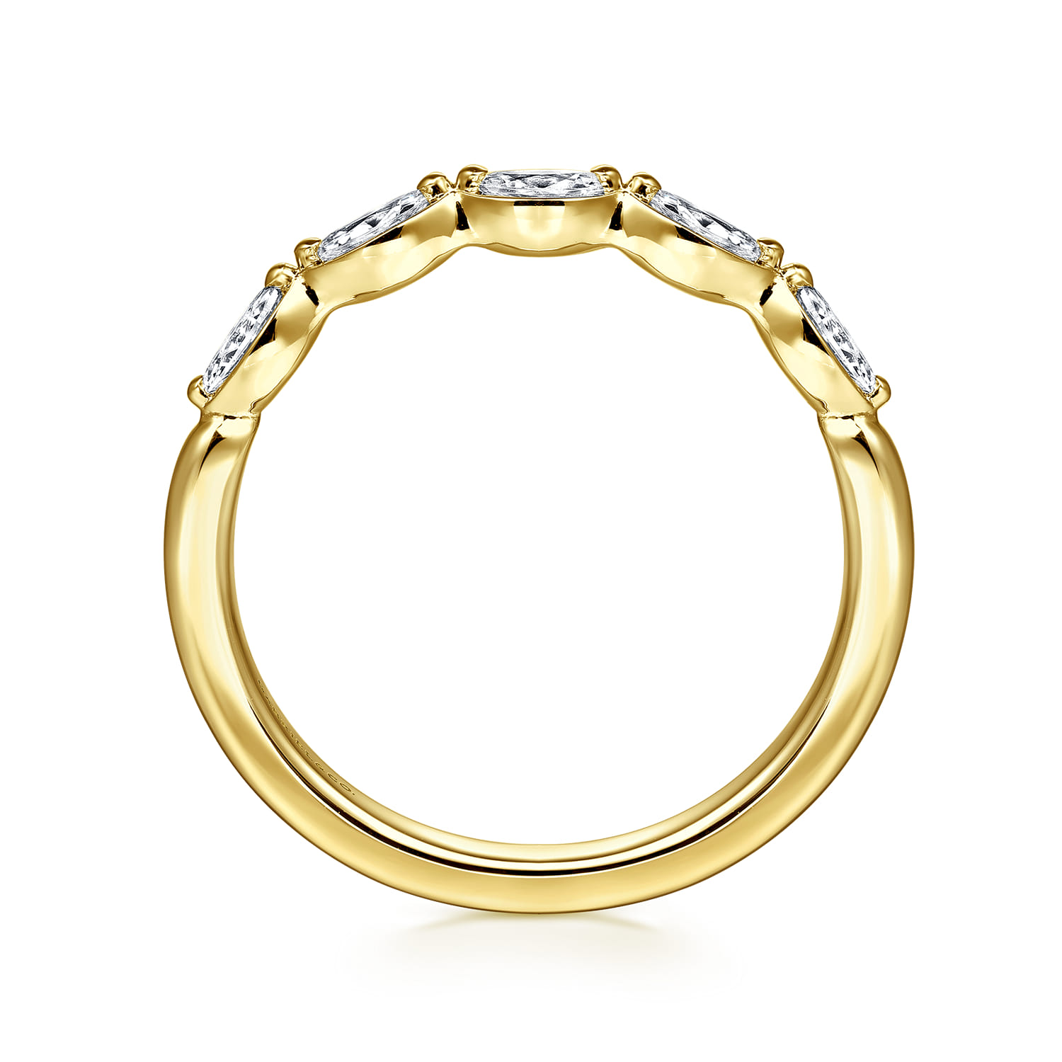 Straight Wedding Ring in 14k Yellow Gold with Marquise Natural Diamond at Gabriel & Co. - Shot 2