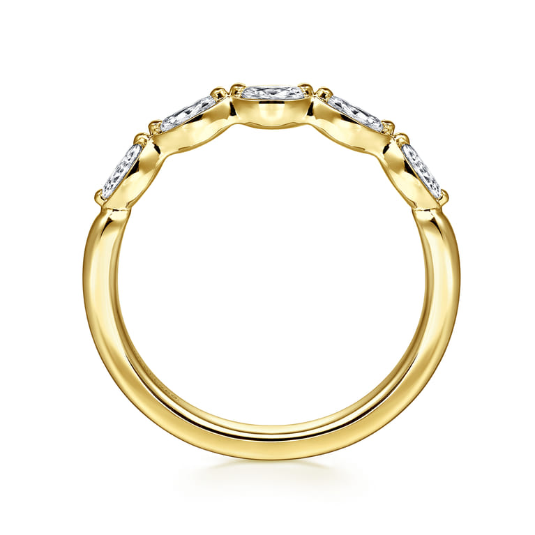 Straight Wedding Ring in 14k Yellow Gold with Marquise Natural Diamond at Gabriel & Co. - Shot 2