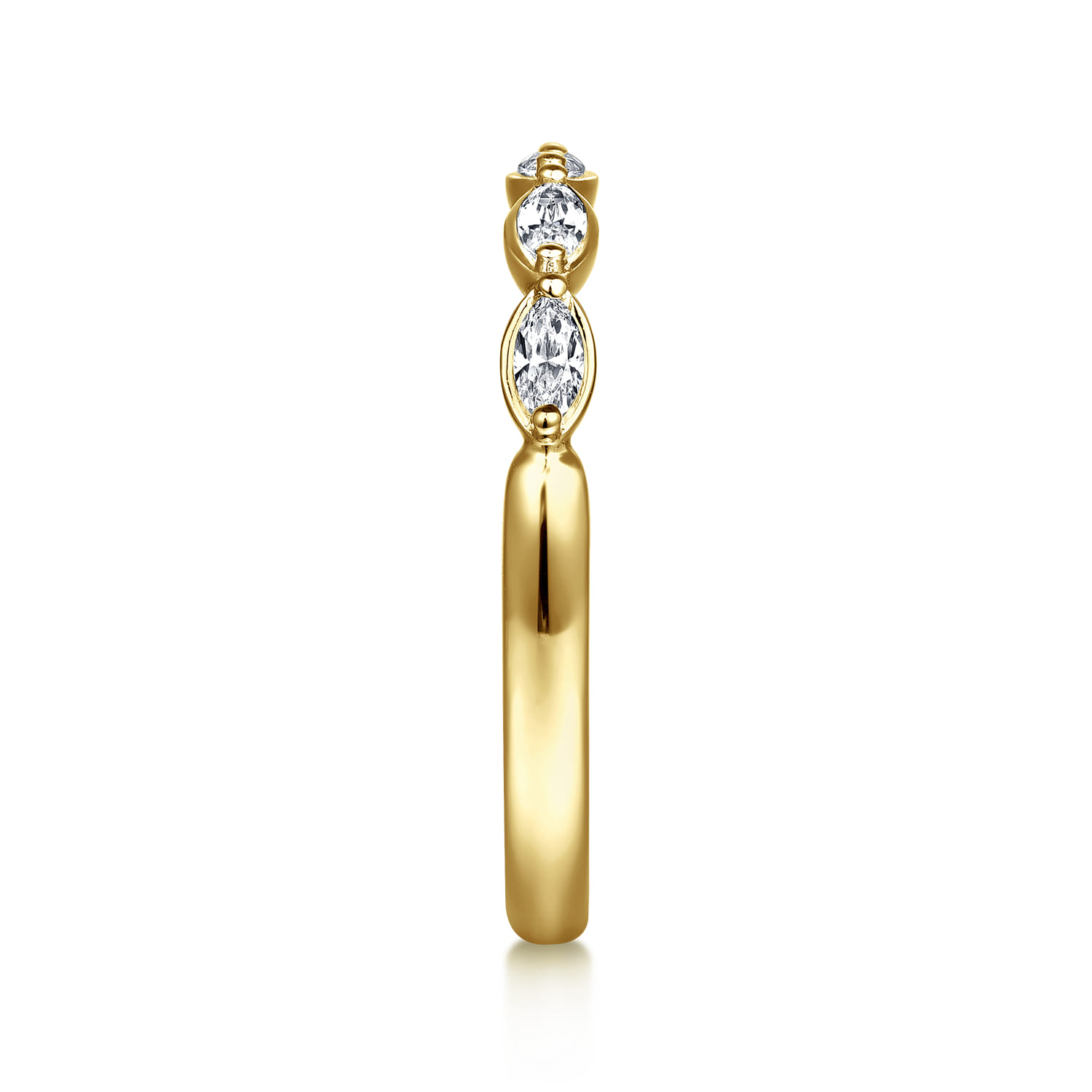 Straight Wedding Ring in 14k Yellow Gold with Marquise Natural Diamond at Gabriel & Co. - Shot 4