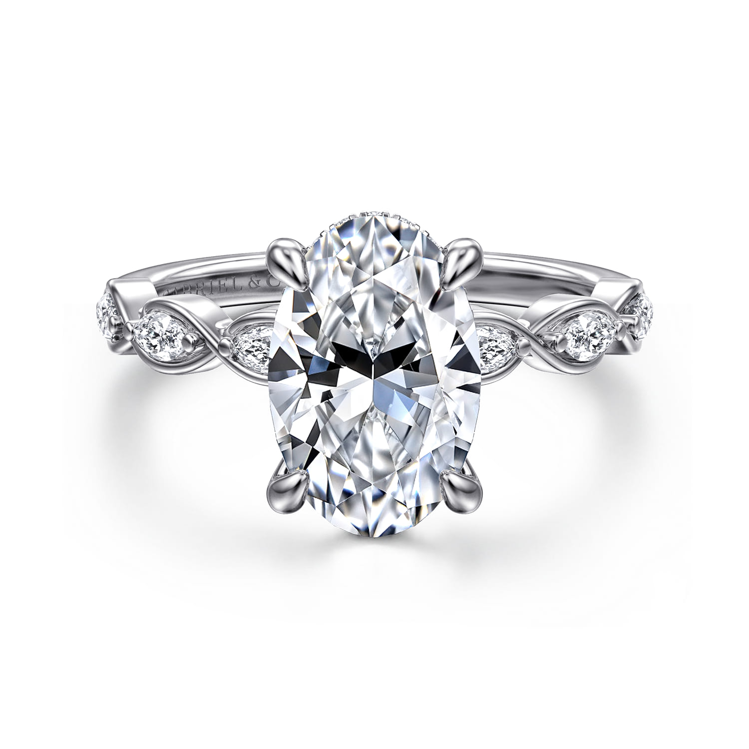Claudia - 14K White Gold Oval Diamond Engagement Ring