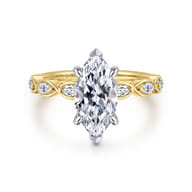 Claudia - 14K White-Yellow Gold Marquise Shape Diamond Engagement Ring
