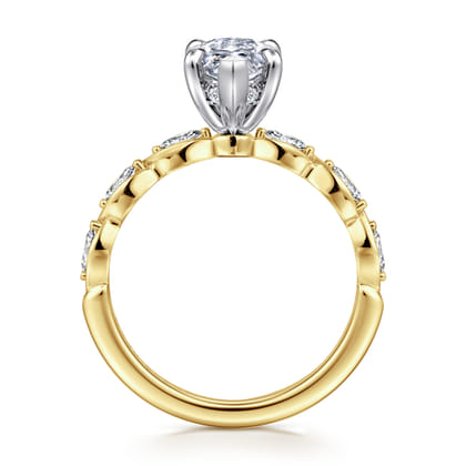 Claudia - 14K White-Yellow Gold Marquise Shape Diamond Engagement Ring