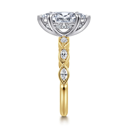 Claudia - 14K White-Yellow Gold Marquise Shape Diamond Engagement Ring