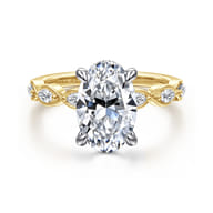 Claudia - 14K White-Yellow Gold Oval Diamond Engagement Ring