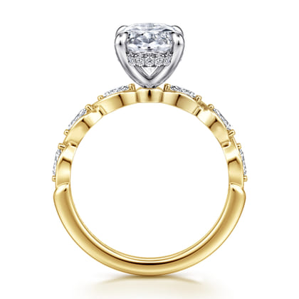 Claudia - 14K White-Yellow Gold Oval Diamond Engagement Ring