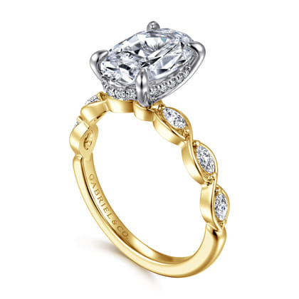 Claudia - 14K White-Yellow Gold Oval Diamond Engagement Ring