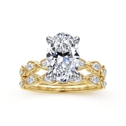 Claudia - 14K White-Yellow Gold Oval Diamond Engagement Ring
