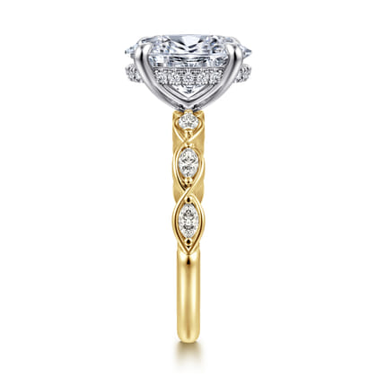 Claudia - 14K White-Yellow Gold Oval Diamond Engagement Ring