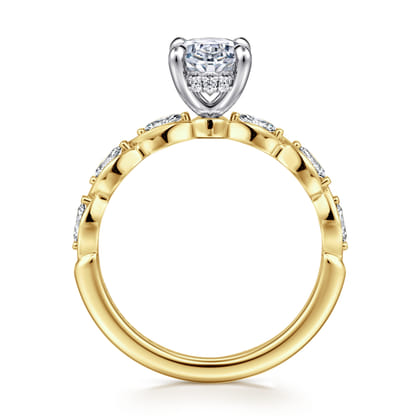 Claudia - 14K White-Yellow Gold Oval Diamond Engagement Ring