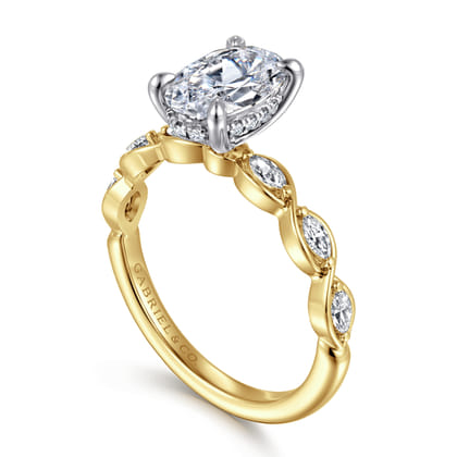 Claudia - 14K White-Yellow Gold Oval Diamond Engagement Ring