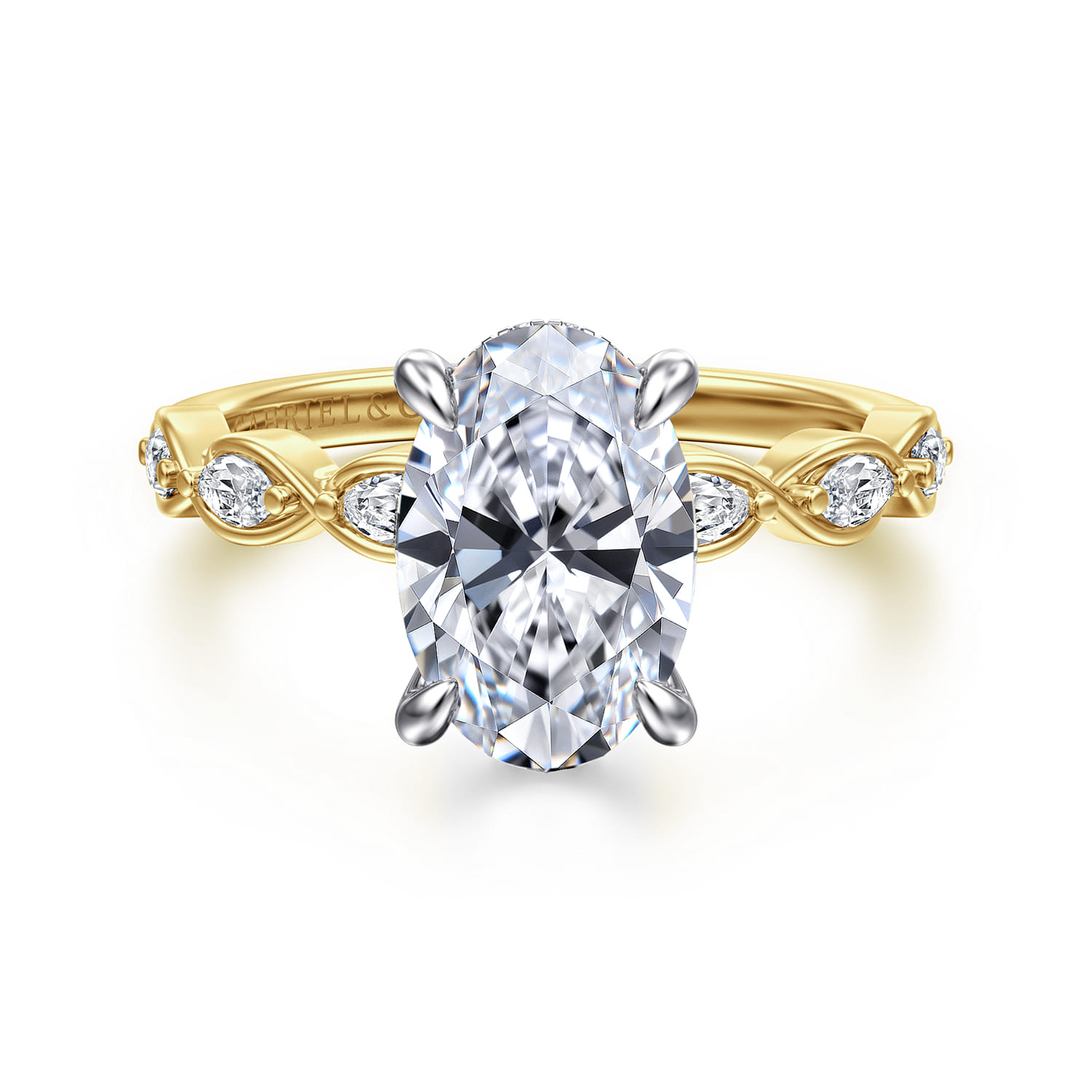 Claudia - 14K White-Yellow Gold Oval Diamond Engagement Ring