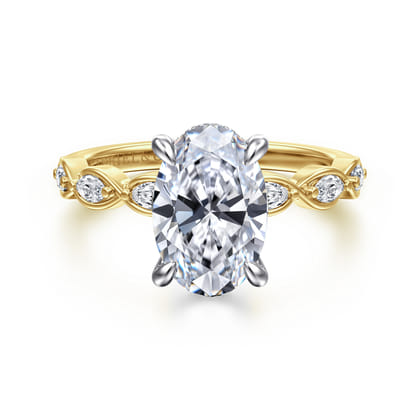 Claudia - 14K White-Yellow Gold Oval Diamond Engagement Ring