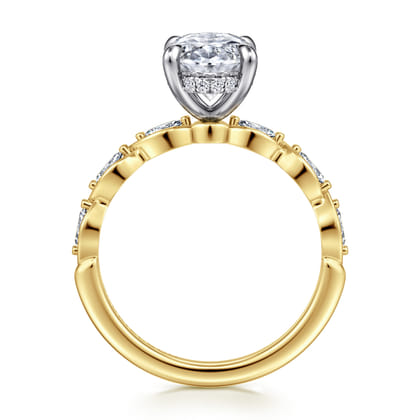 Claudia - 14K White-Yellow Gold Oval Diamond Engagement Ring