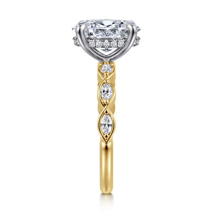 Claudia - 14K White-Yellow Gold Oval Diamond Engagement Ring