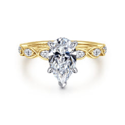 Claudia - 14K White-Yellow Gold Pear Shape Diamond Engagement Ring