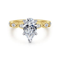Claudia - 14K White-Yellow Gold Pear Shape Diamond Engagement Ring