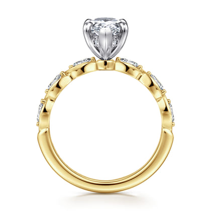 Claudia - 14K White-Yellow Gold Pear Shape Diamond Engagement Ring