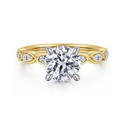 Claudia - 14K White-Yellow Gold Round Diamond Engagement Ring