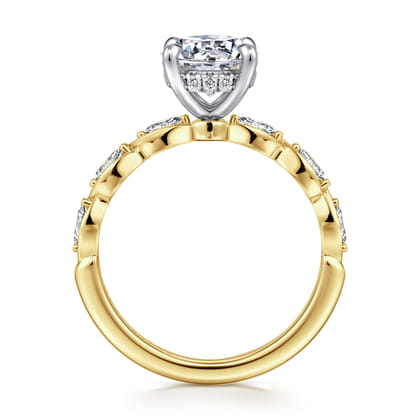 Claudia - 14K White-Yellow Gold Round Diamond Engagement Ring