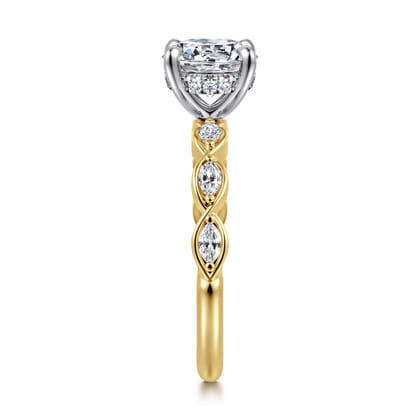 Claudia - 14K White-Yellow Gold Round Diamond Engagement Ring