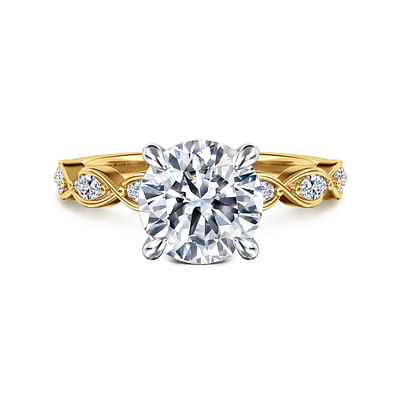 Claudia - 14K White-Yellow Gold Round Diamond Engagement Ring