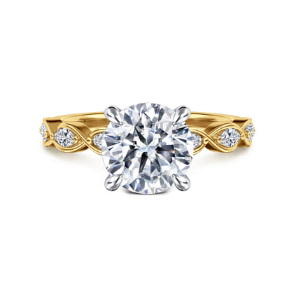 Claudia - 14K White-Yellow Gold Round Diamond Engagement Ring