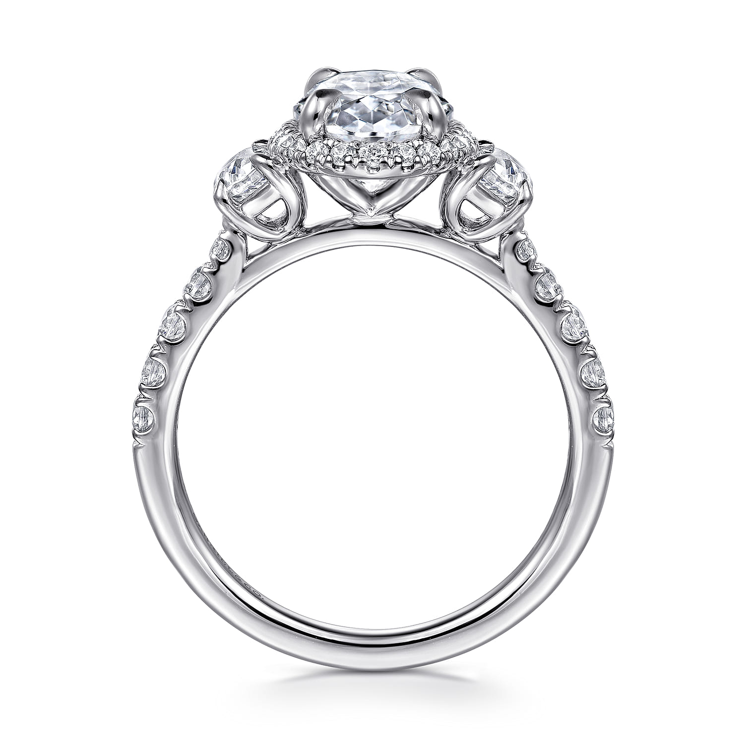 Cleopatra - 14K White Gold Oval Halo Diamond Engagement Ring